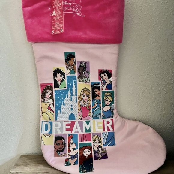💕 Disney Dream Big Princess Holiday Christmas Stocking new with tags - Picture 1 of 5